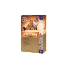 Капли для животных Bayer Адвокат от заражений эндо и экто паразитами для кошек 4-8 кг 3/0.8 мл (4007221031970)