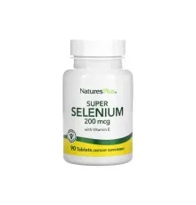 Витаминно-минеральный комплекс Natures Plus Селен с витамином Е, 200 мкг, Super Selenium With Vitamin E, 90 таблеток (NAP-03501)