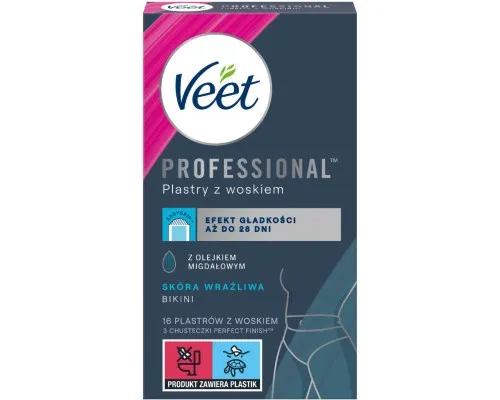 Воскові смужки Veet Professional для чутливої шкіри лінії бікіні та області під пахвами з Олією мигдалю 16 шт. (5900627081367)