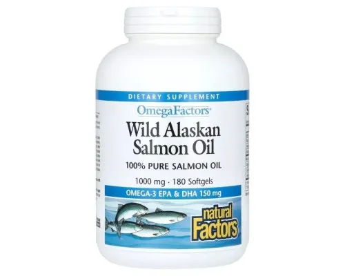 Жирные кислоты Natural Factors Жир дикого аляскинского лосося, 1000 мг, OmegaFactors, Wild Alaskan Sal (NFS-02257)