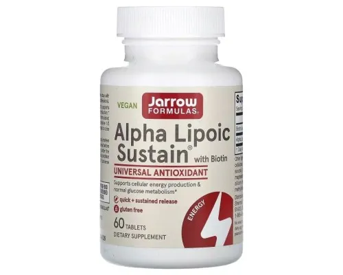 Антиоксидант Jarrow Formulas Альфа-Ліпоєва кислота з біотином, 300 мг, Alpha Lipoic Sustain, 60 (JRW-20010)