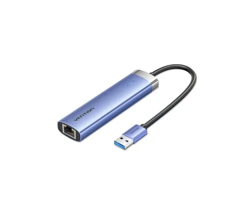 Концентратор Vention USB 3.0 to USB 3.0x3/RJ45/Type-C Hub Blue Aluminum Alloy 5-in-1 (TGFSB)