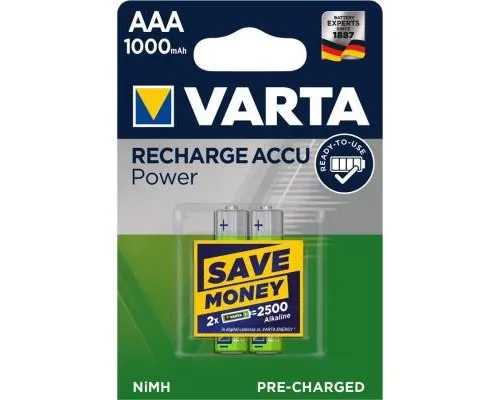 Аккумулятор Varta Rechargeable Accu 1000mAh NI-MH * 2 (05703301402)