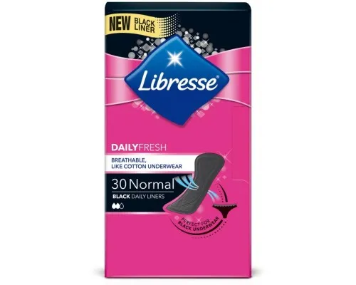 Щоденні прокладки Libresse Daily Fresh Normal Black, 30 шт (7322540919516)