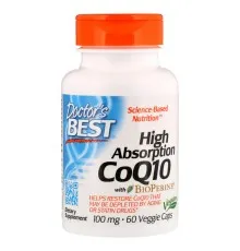 Антиоксидант Doctor's Best Коэнзим Q10 Высокой Абсорбации 100мг, BioPerine, 60 гелевых (DRB-00069)