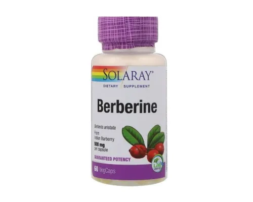 Трави Solaray Берберин, 500 мг, Berberine, 60 вегетаріанських капсул (SOR47705)
