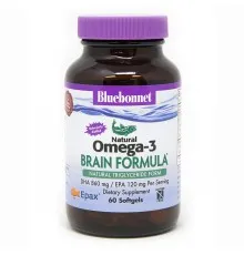 Жирные кислоты Bluebonnet Nutrition Омега-3 Формула для Мозга,  Omega-3 Brain Formula, 60 желат (BLB0944)