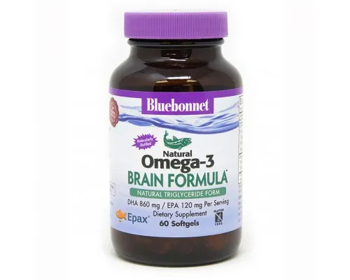 Жирні кислоти Bluebonnet Nutrition Омега-3 Формула для Мозку, Omega-3 Brain Formula, 60 желатин (BLB0944)