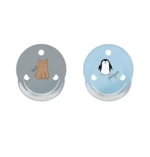 Пустышка Baby-Nova Penguin&Bear Uni 0-24 мес., голубая/серая, 2 шт. (3962098)
