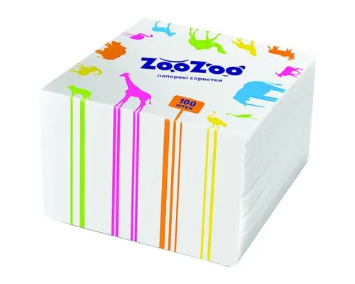 Серветки столові ZooZoo одношарові білі 24x23 см 100 шт. (4823019009293)