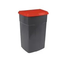 Контейнер для сміття Алеана з кришкою темно-сірий з червоним 90 л (4098)
