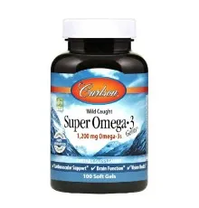 Жирные кислоты Carlson Супер Омега-3, 1200 мг, Super Omega-3, 100 желатиновых капсул (CL1521)