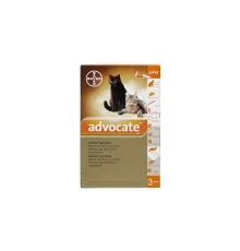 Капли для животных Bayer Адвокат от заражений эндо и экто паразитами для кошек до 4 кг 3/0.4 мл (4007221031963)