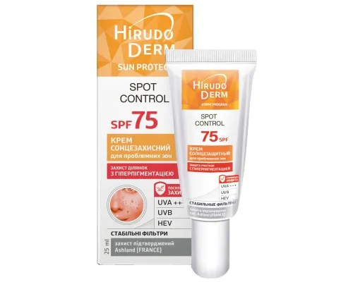 Засіб від засмаги Біокон Hirudo Derm Sun Protect Spot Control Сонцезахисний крем для проблемних зон SPF 75 25 мл (4820160038530)