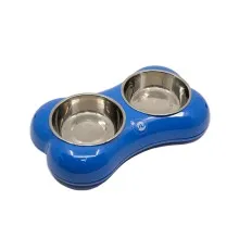 Посуд для собак KIKA Миска BONE SHAPE подвійна M синя (SDML991082AMM)