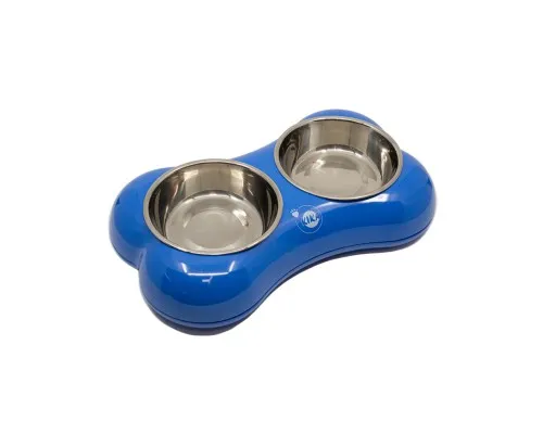Посуд для собак KIKA Миска BONE SHAPE подвійна M синя (SDML991082AMM)