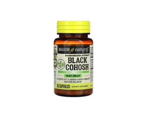 Травы Mason Natural Клопогон, Black Cohosh, Standardized Extract, 60 капсул (MAV-13045)