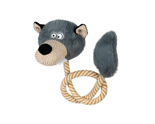 Игрушка для собак GiGwi Eco Friendz Волк с пищалкой и веревкой 76 см (2238)