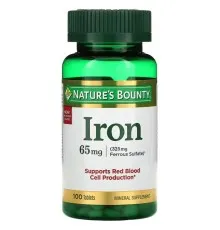 Минералы Nature's Bounty Железо, 65 мг, Iron, 100 таблеток (NRT-41383)