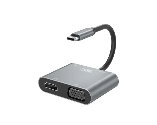 Переходник XO 4-in-1 Dock USB-C (HDMI/VGA/USB3.0/USB-C PD) (XO-HUB001SL)