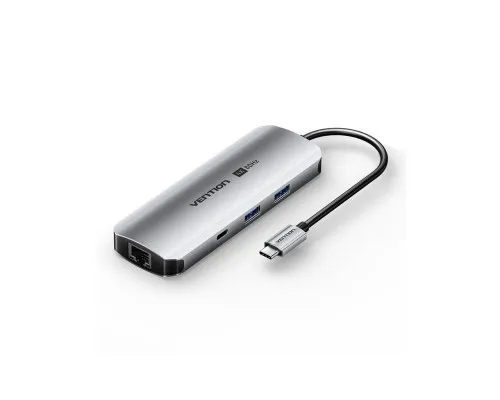 Концентратор Vention USB 3.1 Type-C to HDMI 4K60Hz/USB 3.0x2/RJ45/SD/TF/3.5mm/PD 100W Hub 9-in-1 (TQMHB)