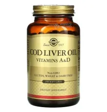 Вітамін Solgar Масло печінки тріски з вітамінами A і D, Cod Liver Oil & Vit (SOL-00941)