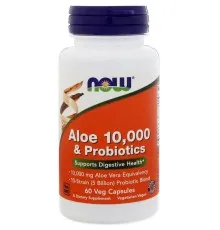 Трави Now Foods Алое 10 000 & Пробіотики, 60 вегетаріанських капсул (NOW-03029)