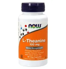 Амінокислота Now Foods L-теанін, L-Theanine, 100 мг, 90 вегетаріанських капсул (NOW-00145)