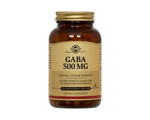Аминокислота Solgar GABA (Гамма-Аминомасляная Кислота), GABA, 500 мг, 100 вегет (SOL01211)