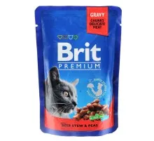 Влажный корм для кошек Brit Premium Cat Pouches with Beef Stew&Peas 100 г (8595602505982)