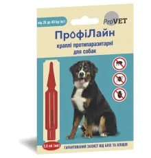 Краплі для тварин ProVET ПрофіЛайн від бліх та кліщів для собак вагою 20-40 кг 3 мл (4823082412709)