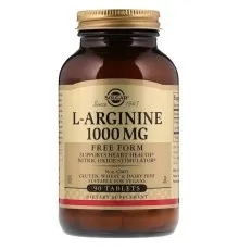 Амінокислота Solgar L-Аргінін, L-Arginine, 1000 мг, 90 таблеток (SOL-00150)