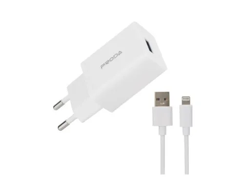 Зарядний пристрій Proda USB 2,4A + USB Lightning cable (PD-A43i-WHT)