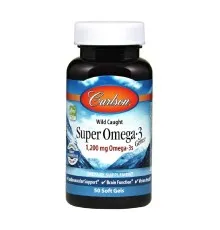 Жирні кислоти Carlson Супер Омега-3, 1200 мг, Super Omega-3, 50 желатинових капсул (CL1520)