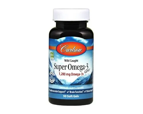 Жирні кислоти Carlson Супер Омега-3, 1200 мг, Super Omega-3, 50 желатинових капсул (CL1520)