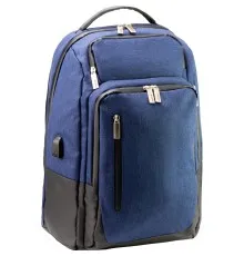Рюкзак школьный Optima 18" USB Techno унисекс 0.7 кг 26-35 л Синий (O96913-02)
