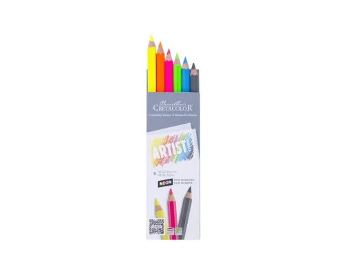 Олівці кольорові Cretacolor МЕГА Artist Studio Line 5 шт неонових + 1 графітовий МЕГА НВ (9014400277109)