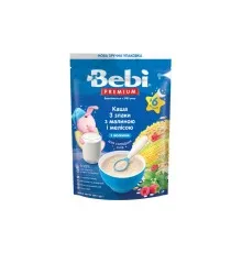 Детская каша Bebi Premium молочная 3 злака с малиной и мелиссой +6 мес. 200 г (8606019654368)