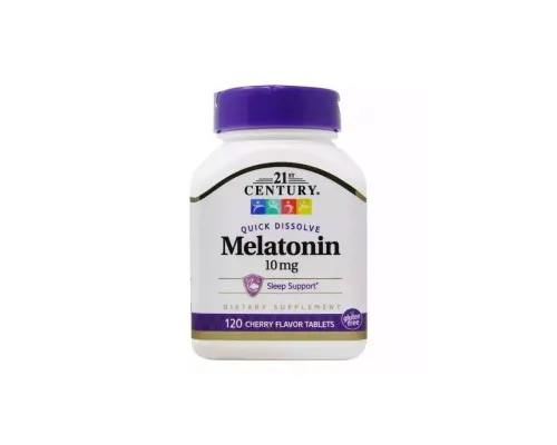 Амінокислота 21st Century Мелатонін, 10 мг, вишневий смак, Melatonin, 120 таблеток (CEN-27503)