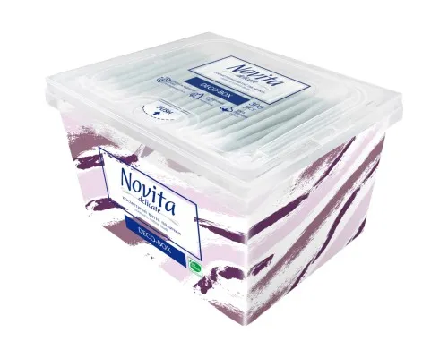 Ватные палочки Novita Delicate Deco-box в квадратной коробке 300 шт. (4823071643909)