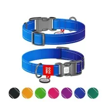 Нашийник для тварин WAUDOG Nylon Mono з QR паспортом, пластиковий фастекс S синій (520912)