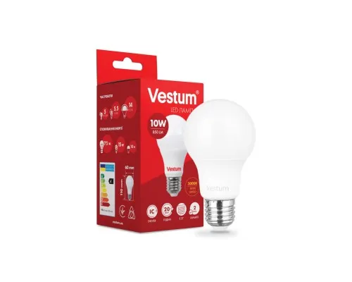 Лампочка Vestum A60 10W 3000K 220V E27 (1-VS-1106)