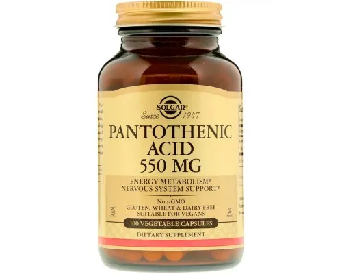 Витамин Solgar Пантотеновая Кислота (B5) Pantothenic Acid, 550 мг, 100 вег (SOL-02171)