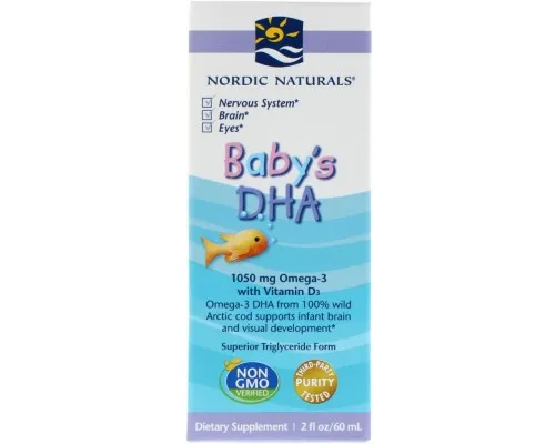 Жирные кислоты Nordic Naturals Рыбий жир (ДГК) для Детей с Витамином D3, Baby's DHA, with V (NOR-53787)