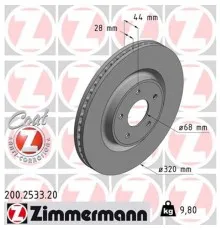 Тормозной диск ZIMMERMANN 200.2533.20