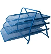 Лоток для бумаг Buromax горизонтальный 3 в 1, металлический, синий (BM.6252-02)