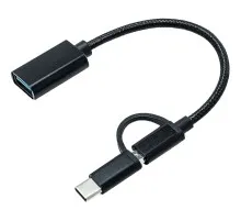 Переходник OTG AC-150 2in1 USB 3.0 - MicroUSB USB Type-C Black XoKo (AC-150-BK)