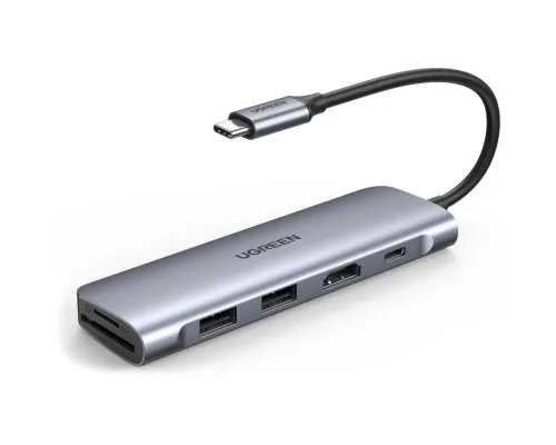 Концентратор Ugreen USB3.0 Type-C to HDMI/SDTF/USB 3.0x2/PD CM195 (70411)