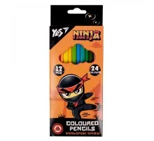 Карандаши цветные Yes Ninja двухсторонние 12 шт. 24 цв. (290707)