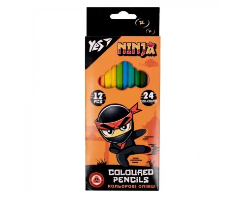 Олівці кольорові Yes Ninja двосторонні 12 шт. 24 кол. (290707)